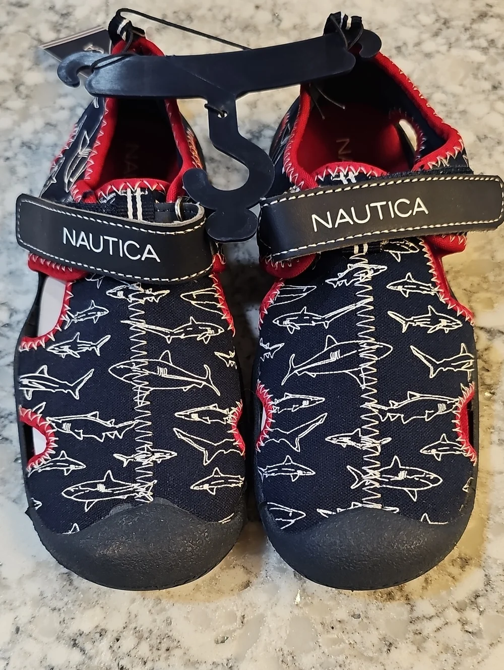 Nautica Blue Red Shark Water Beach Shoes, Size 12